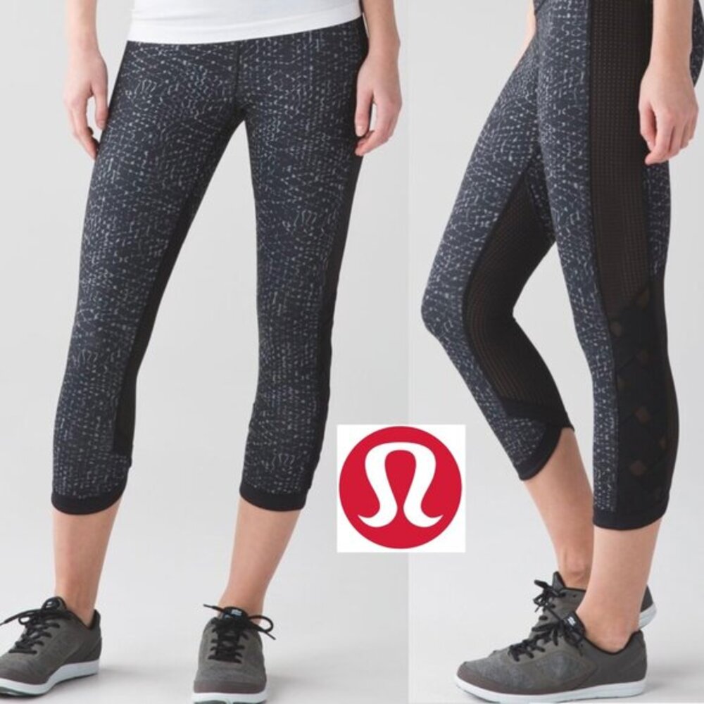 Lululemon 6 Crop Legging Tight Samba Snake Battleship Black Var-City Gray Cross